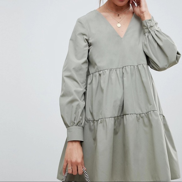 Cotton Tiered Mini Smock Dress - Picture 9 of 9